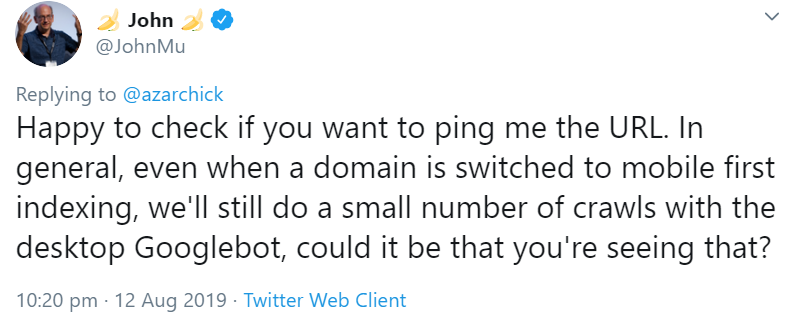 Google: Auch Mobile First-Websites erhalten ab und zu Besuch vom Desktop-Googlebot