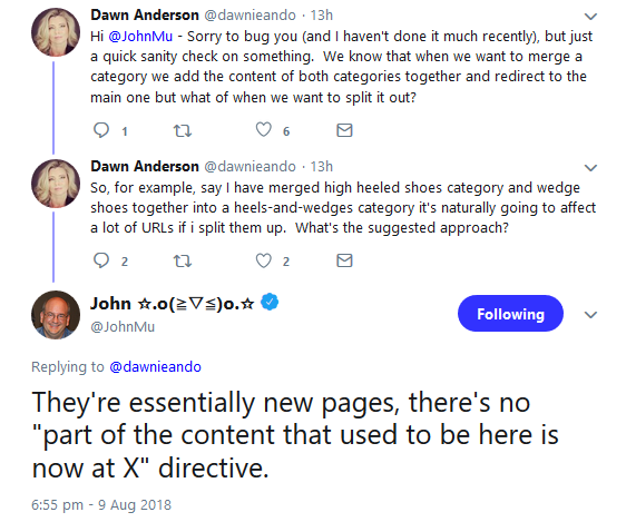 Google: Das Aufteilen von Kategorien führt zu völlig neuen Seiten