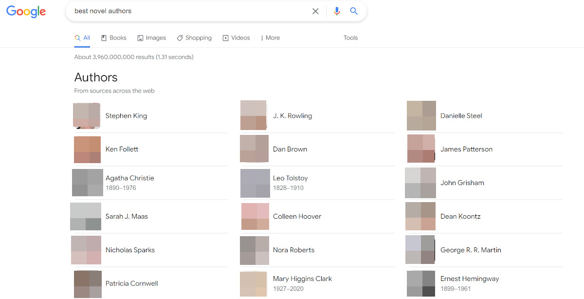 Google: Anzeige von Autorinnen und Autoren als indiduelle Entitäten