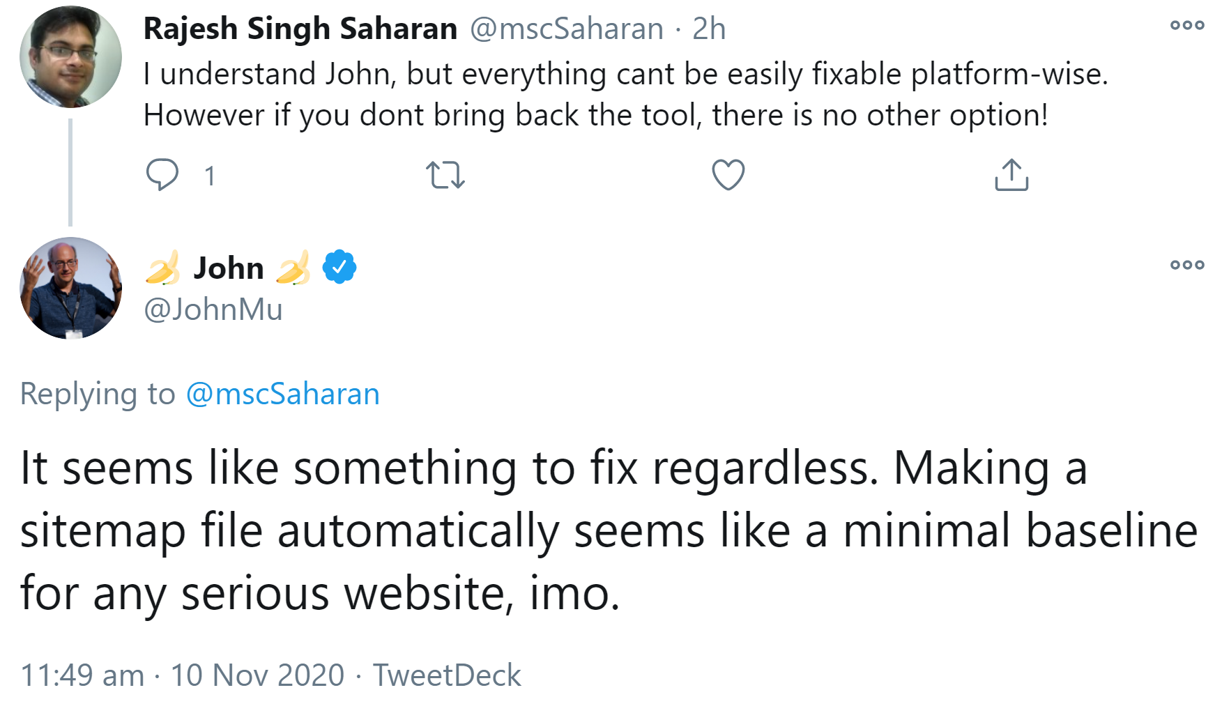 Google: Automatisch erzeugte Sitemaps sind Mindestanforderung an ernst zu nehmende Websites