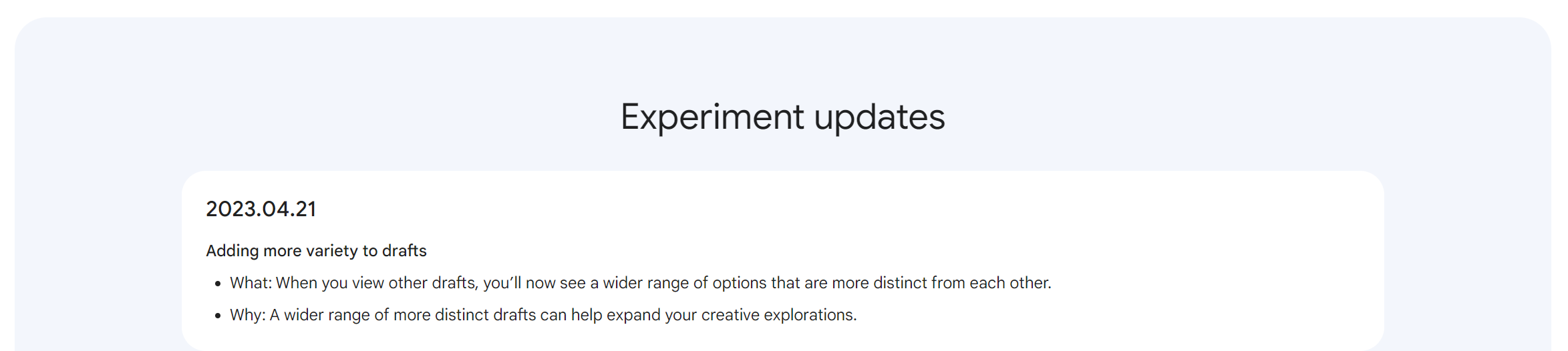 Update für Google Bard: mehr Varianz bei Drafts