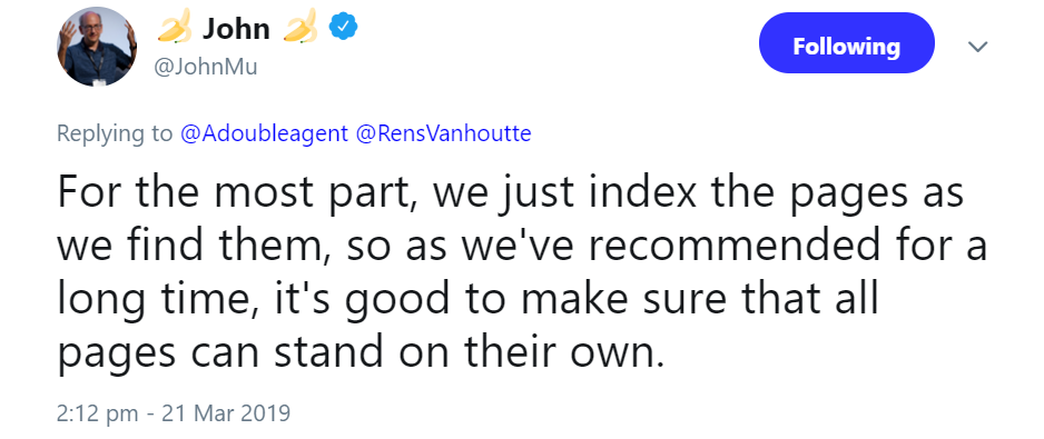 Google behandelt paginierte Seiten als Einzelseiten