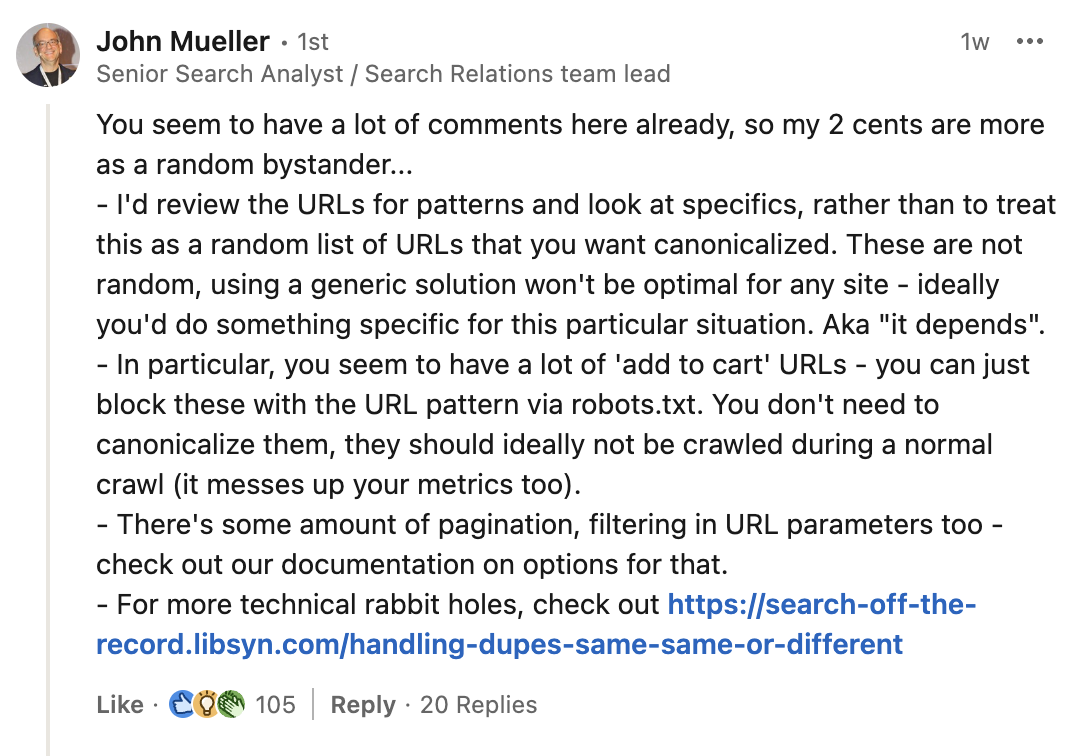 Google: bei Canonicals nach Mustern suchen
