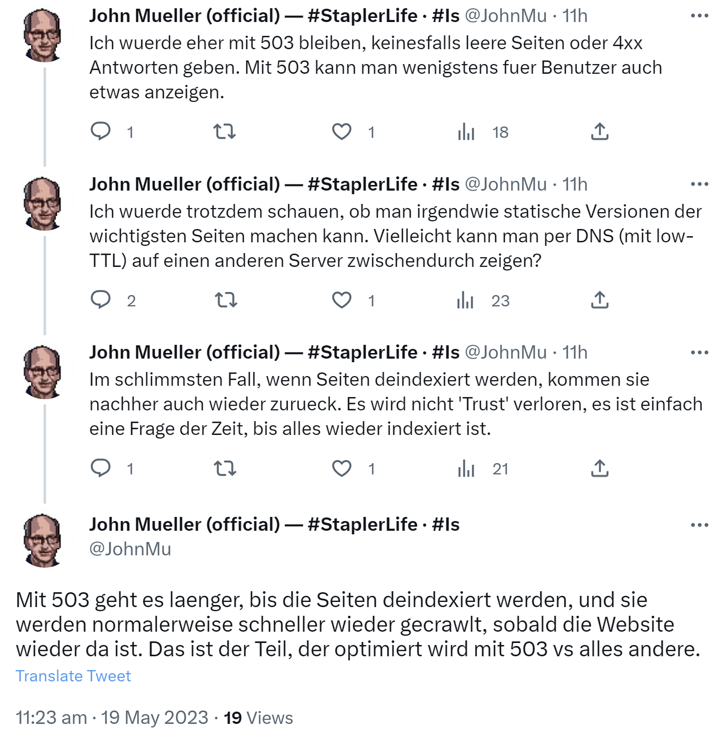 Google: Bei Downtime einer Website keine leere Seite oder 404 zurückgeben