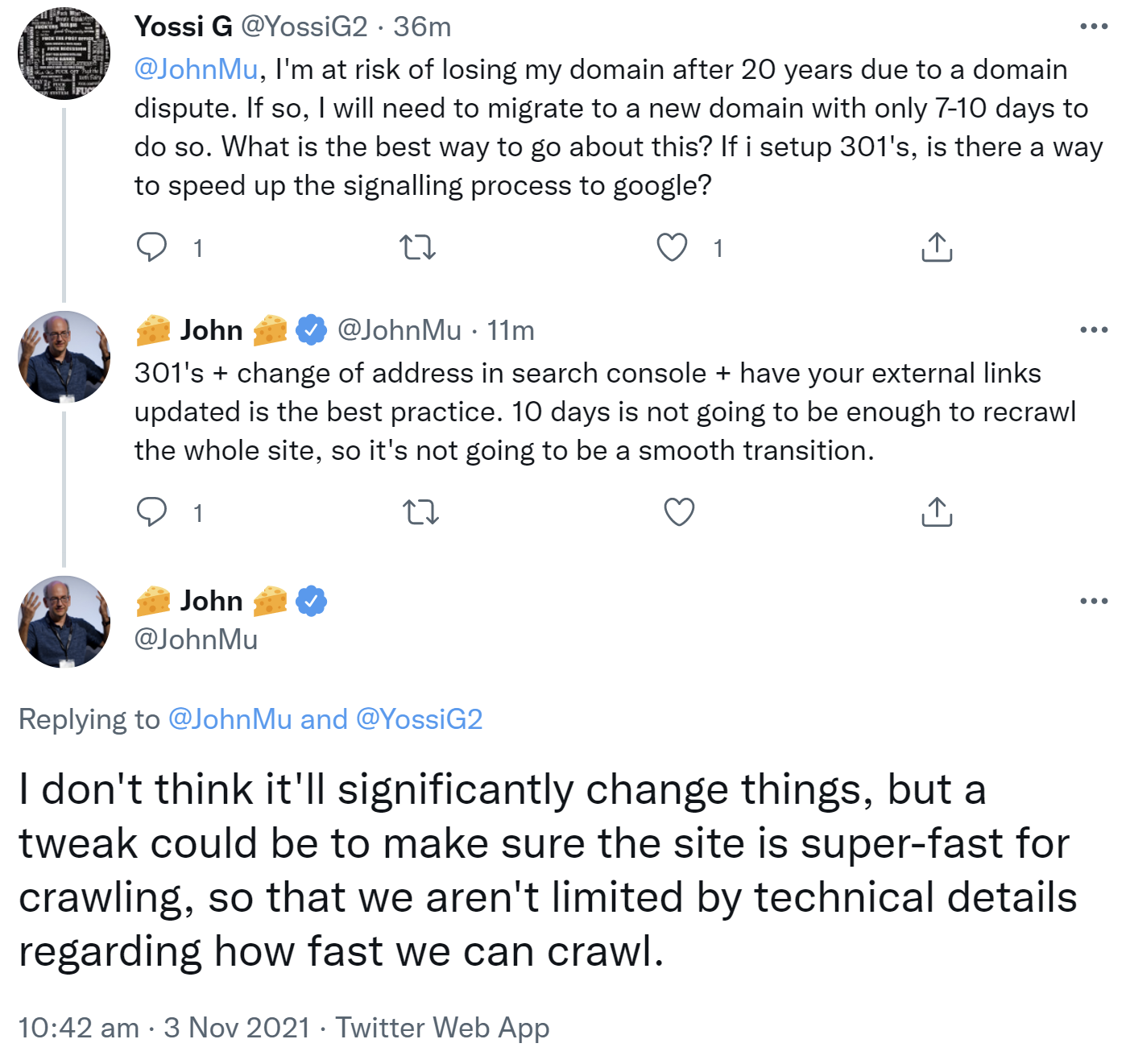 Google: Bei kurzfristigem Domainwechsel darauf achten, dass es keine technische Begrenzung des Crawlens gibt