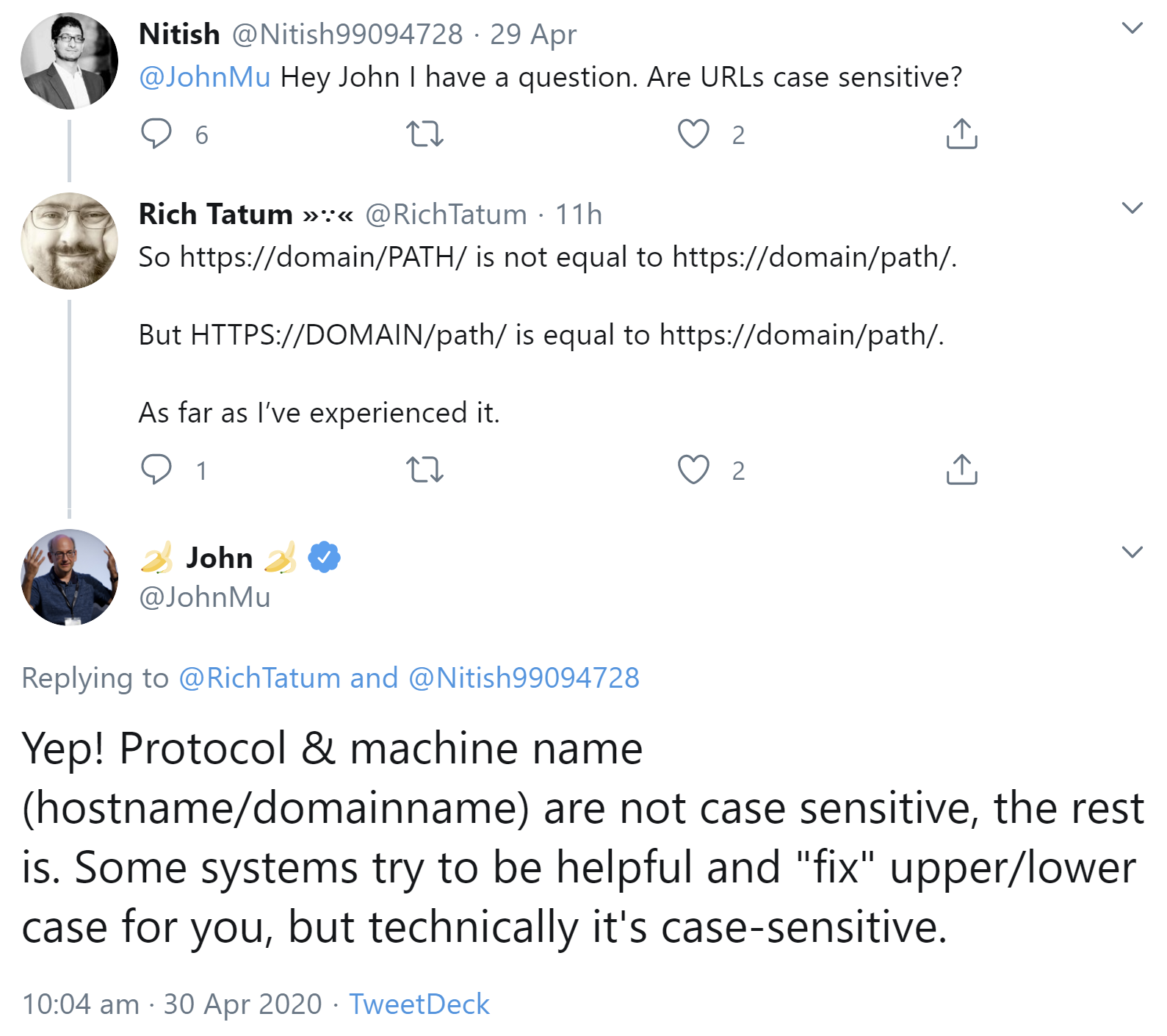 Google: Protokoll und Domains in URLs werden bei unterschiedlicher Groß- und Kleinschreibung gleich behandelt