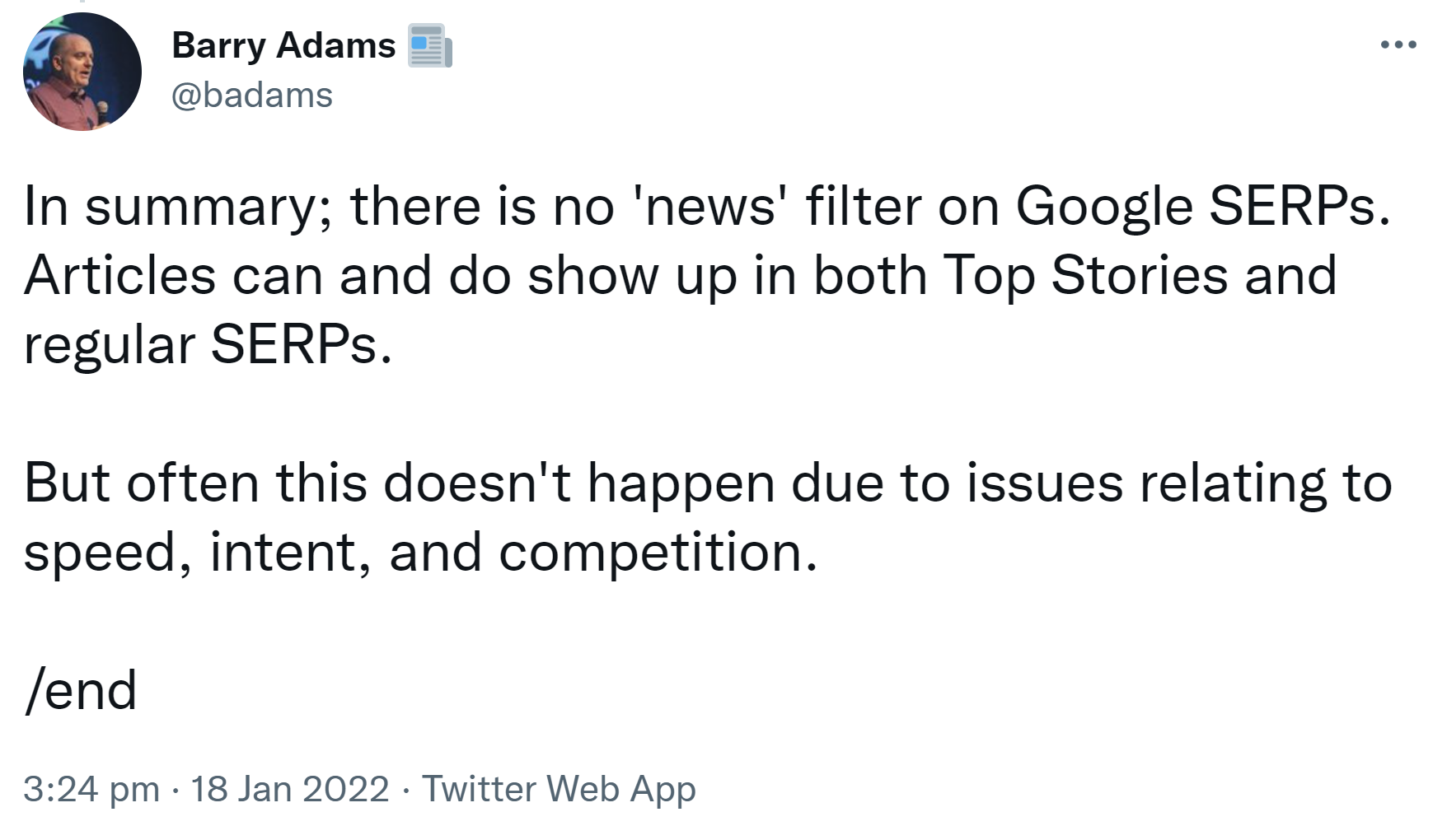 Beiträge können auf Google gleichzeitig in den Top Stories und den organischen Ergebnissen der ersten Suchergebnisseite erscheinen