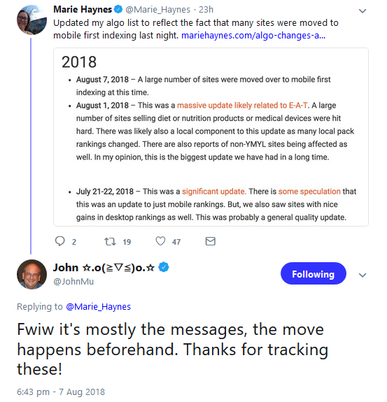 Google: Benachrichtigung wegen Mobile First erst Tage nach dem Umzug