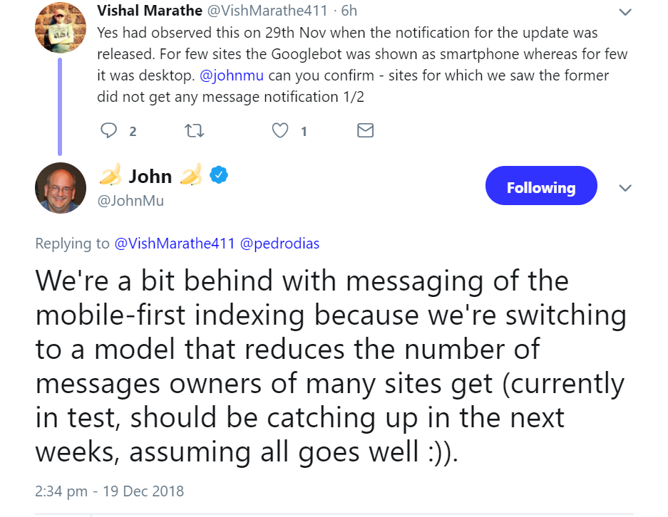 Google: Benachrichtigungen zur Umstellung auf Mobile First verzögern sich