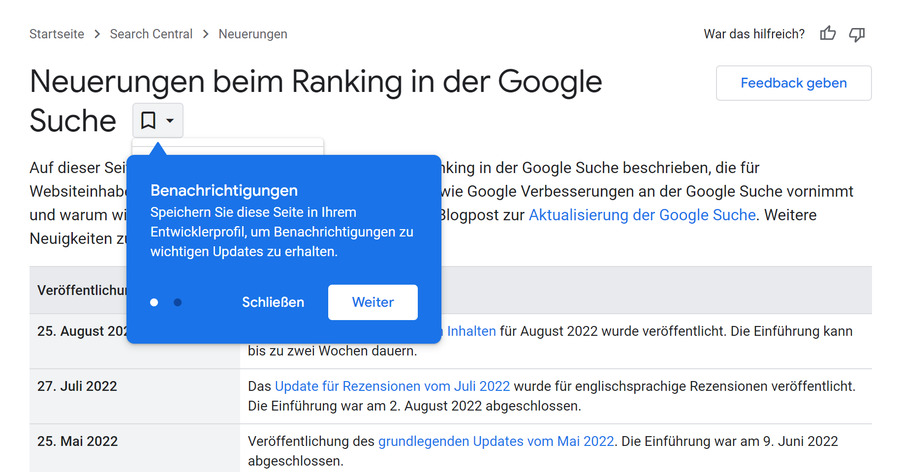 Google: automatische Benachrichtigungen bei Änderungen