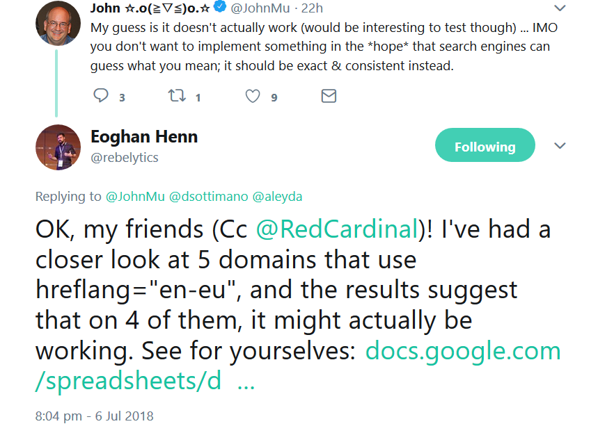 Google berücksichtigt 'eu' für hreflang