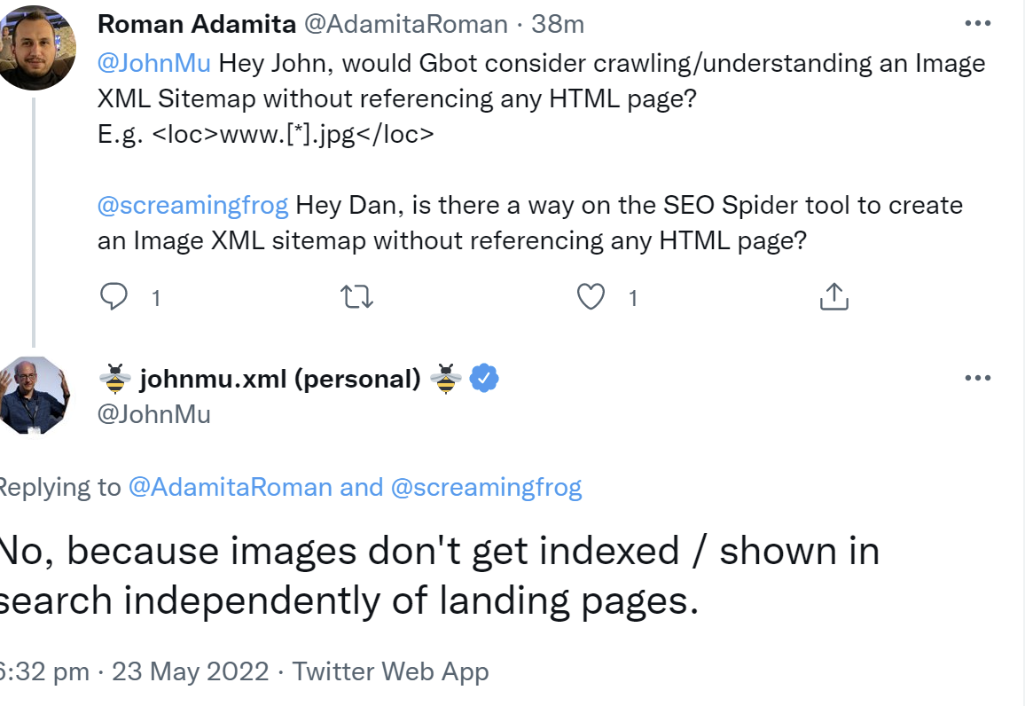 Google indexiert Bilder ohne Landing Page nicht