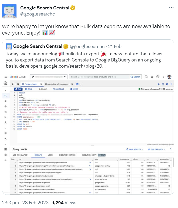 Google: Bulk Data Export für alle verfügbar