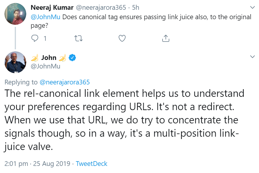 Google: Canonical-Link konzentriert Link Juice auf eine URL