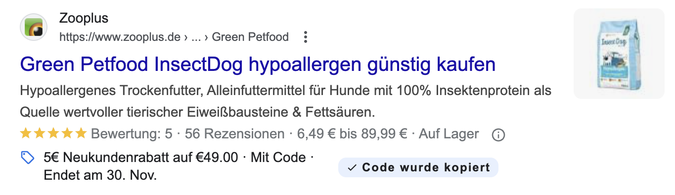 Google: Gutscheincode wurde kopiert
