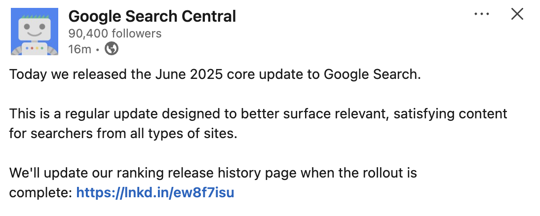Google kündigt June 2025 Core Update an