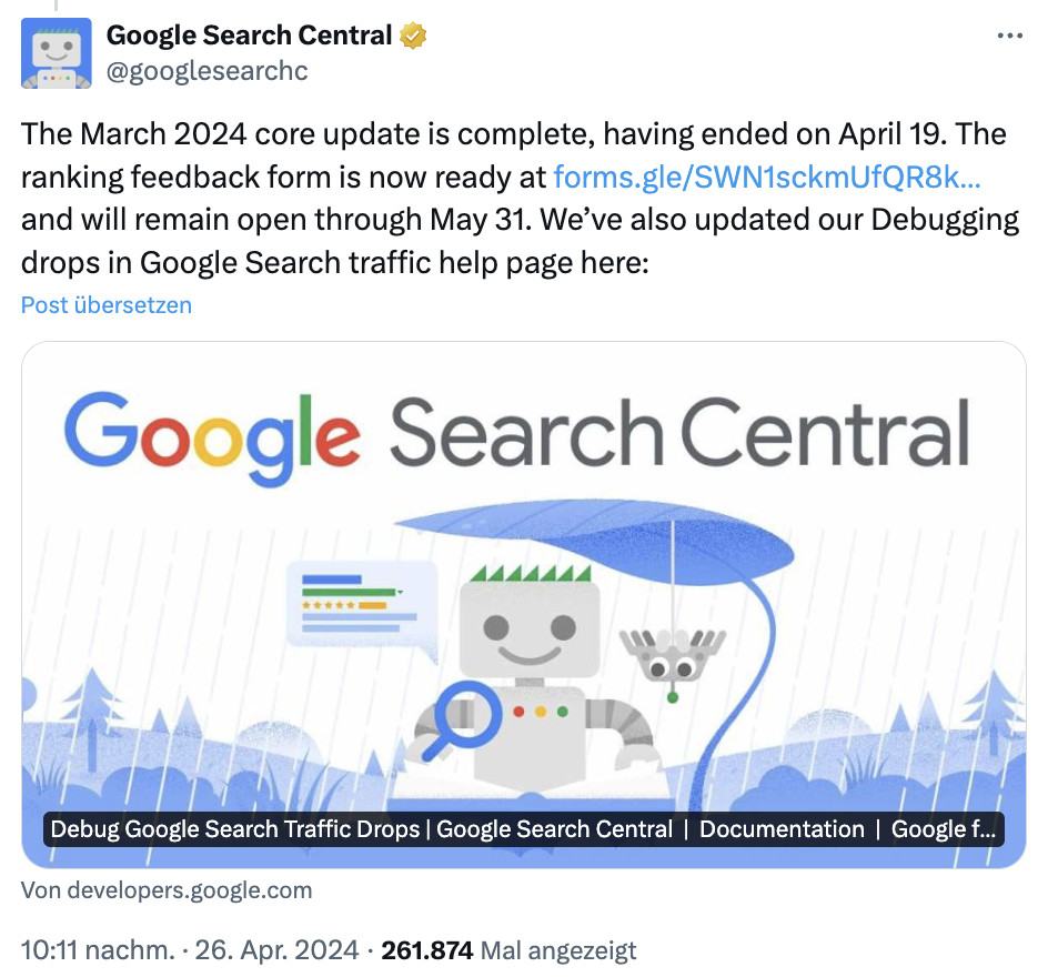 Google Core Update vom März ist beendet
