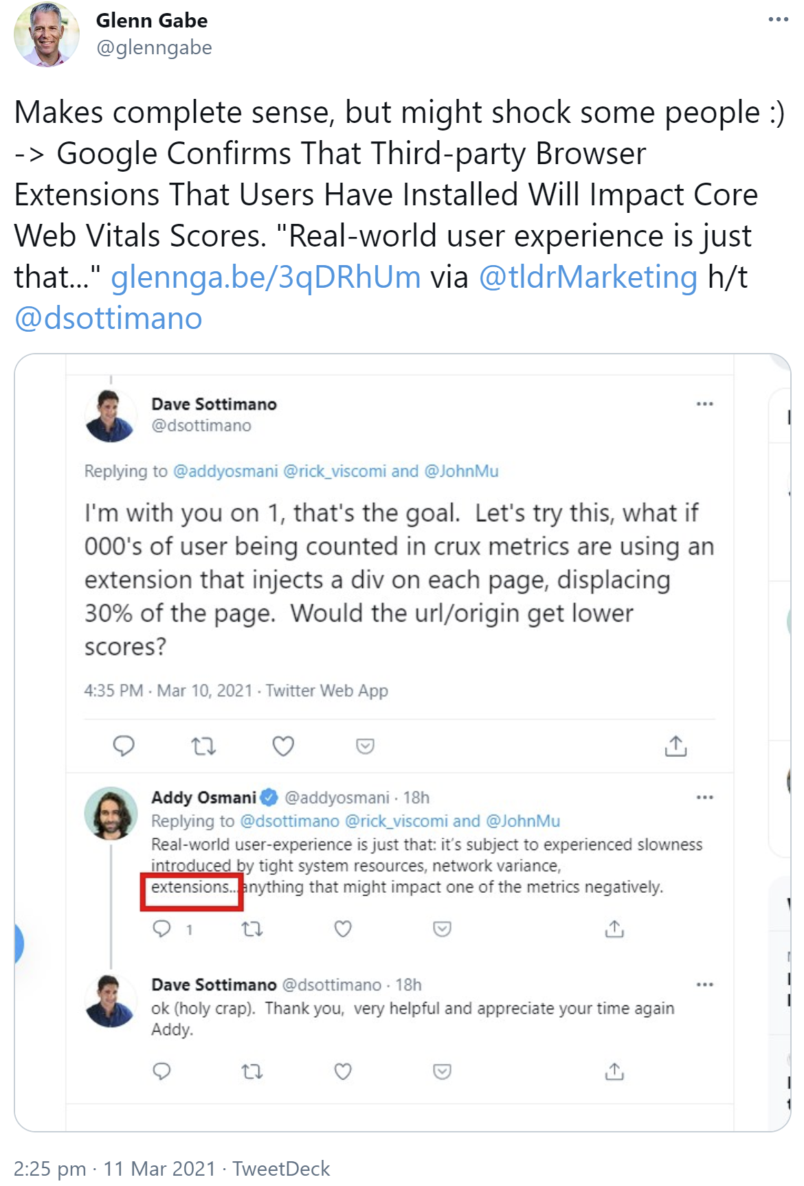 Google Core Web Vitals können sich durch Browsererweiterungen verschlechtern