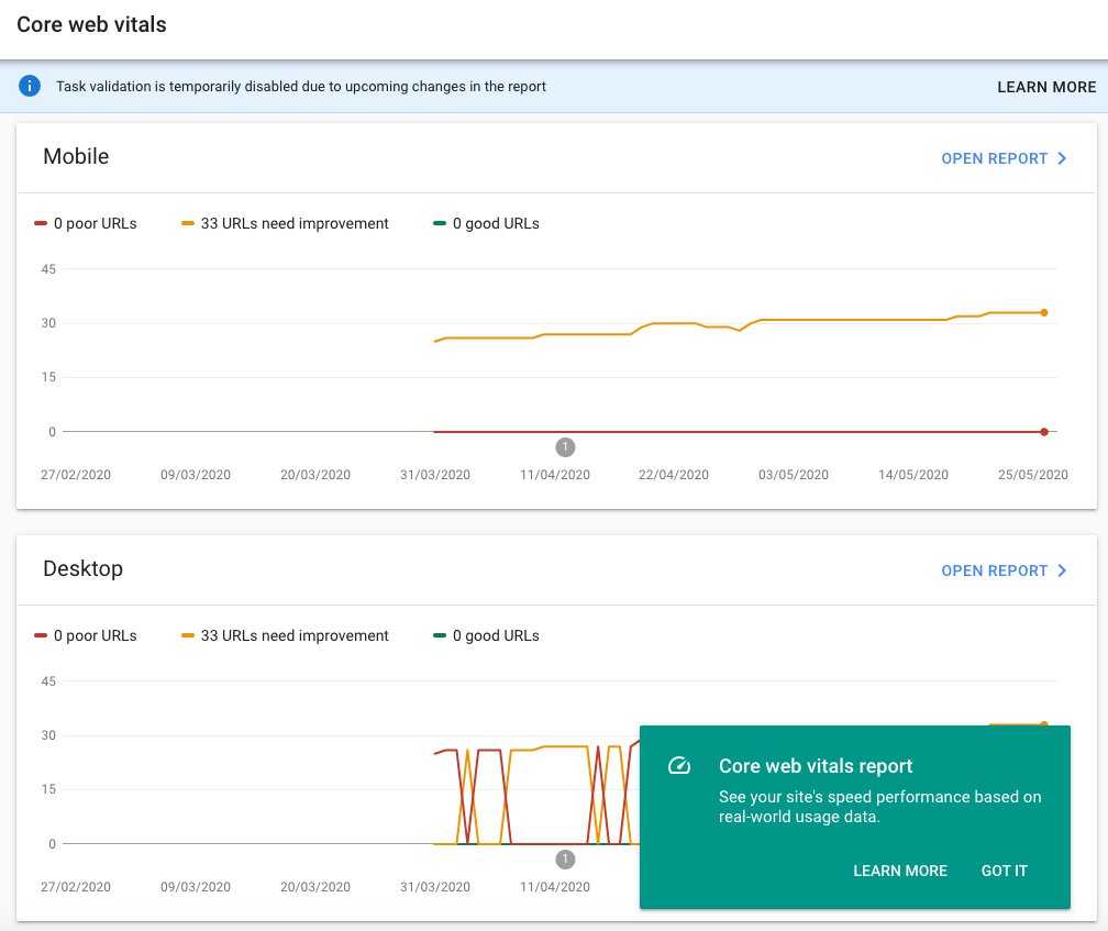 Google Core Web Vitals jetzt im Bericht zur Ladezeit in der Google Search Console