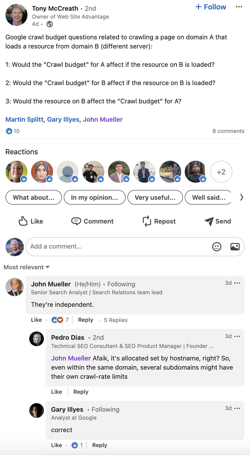 Google: Crawl-Budget wird pro Hostname festgelegt