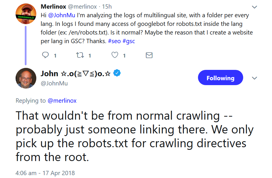 Google berücksichtigt robots.txt nur im Wurzelverzeichnis
