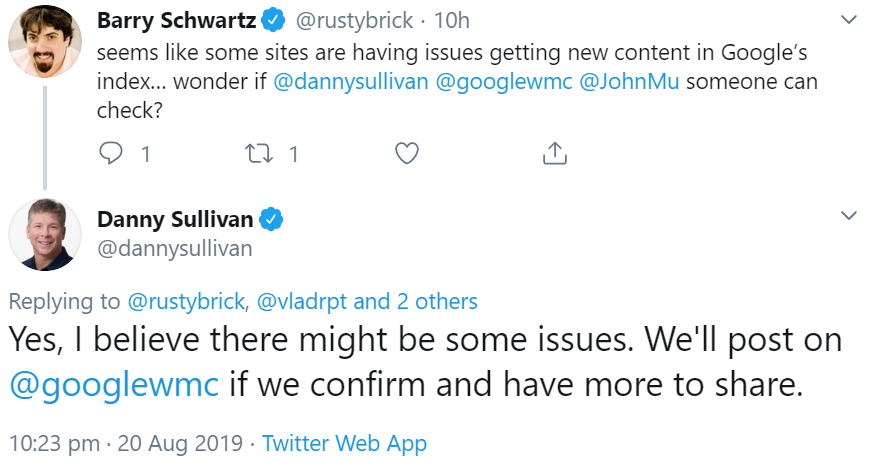 Google: Danny Sullivan bestätigt Indexierungsprobleme