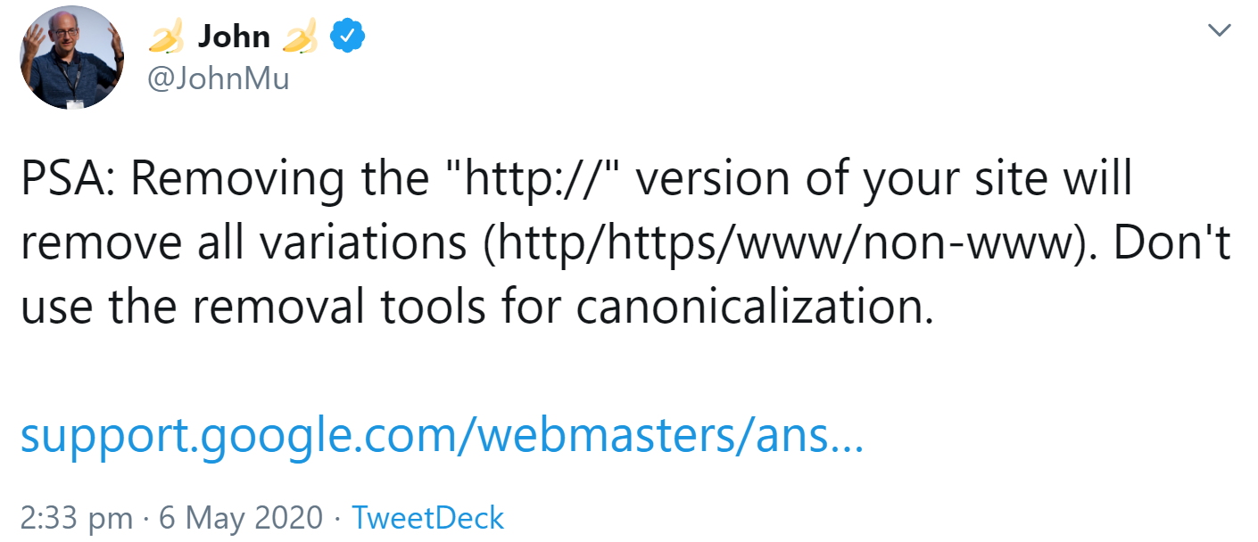 Google: Das Ausblenden der HTTP-Version einer Website betrifft auch die HTTPS-Version