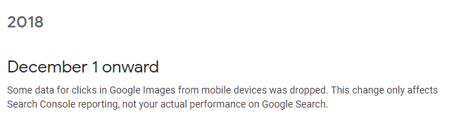 Google Data Anomalies Page: Klickdaten für die Bildersuche wurden entfernt