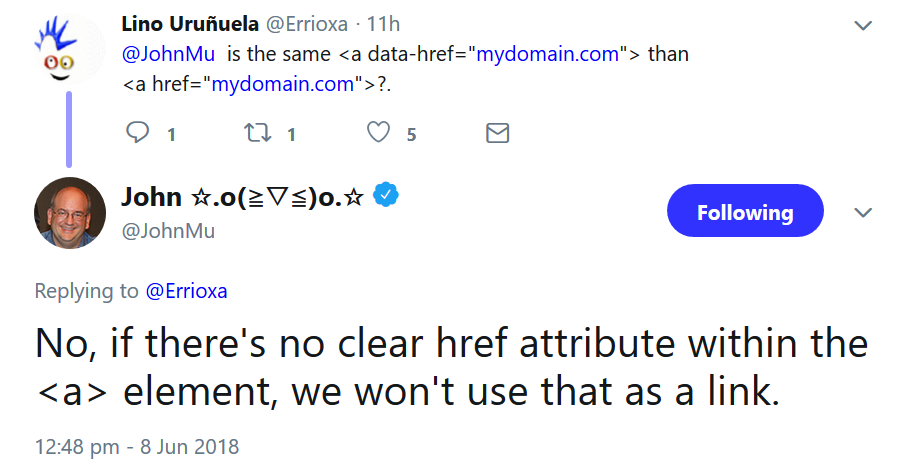 Google: data-href wird nicht als Link erkannt