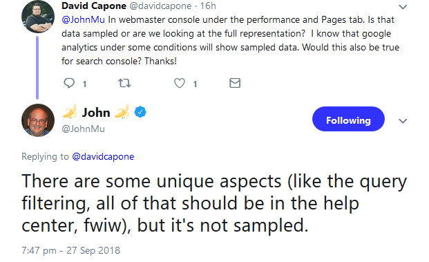 Google: Daten für die Search Console basieren nicht auf Stichproben