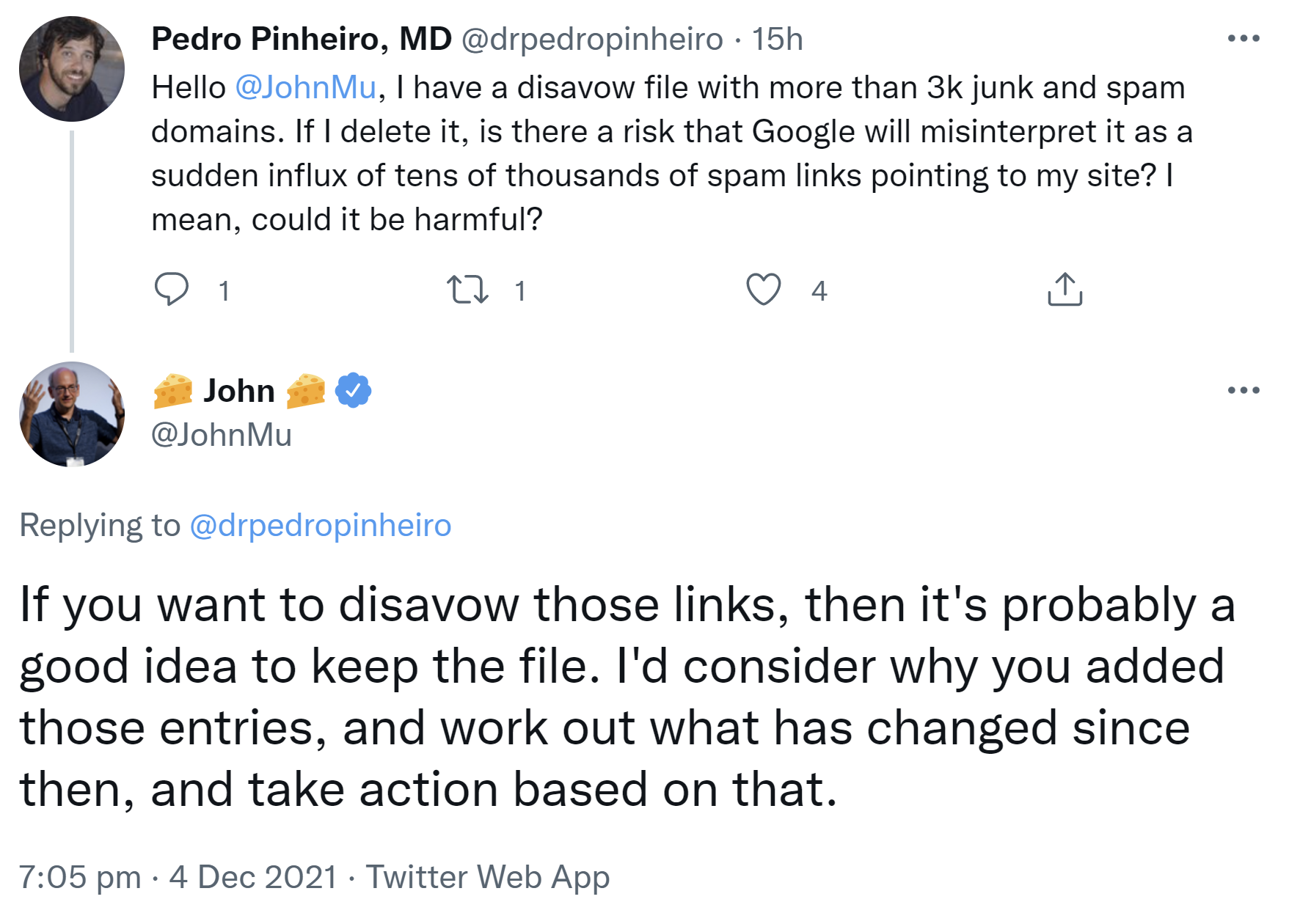 Google: Disavow-Datei nicht ungeprüft löschen