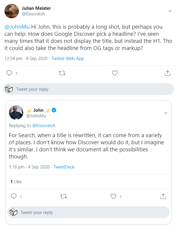Google Discover: Google kann anderen Titel verwenden als im Title Tag hinterlegt