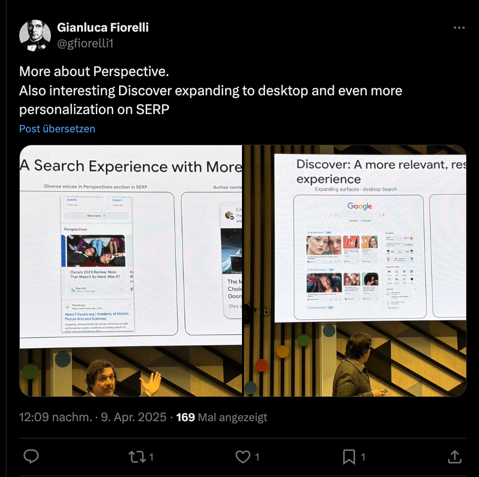 Google Discover kommt auf dem Desktop - Tweet 2