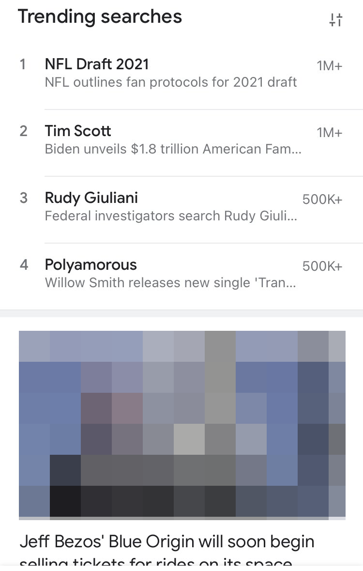 Google Discover: Trending Searches