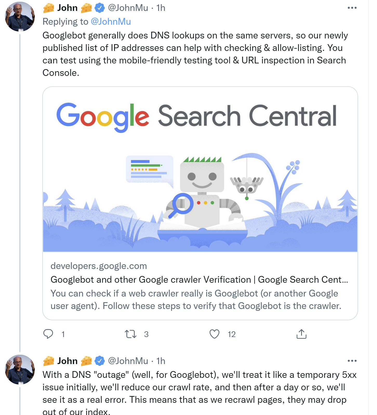 Google: DNS-Probleme werden wie temporärer 500er-Fehler behandelt