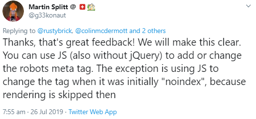 Google: Doku zu Meta Robots Tags und JavaScript wurde angepasst