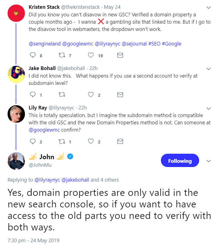 Google: Domain Properties funktionieren nur in der neuen Search Console