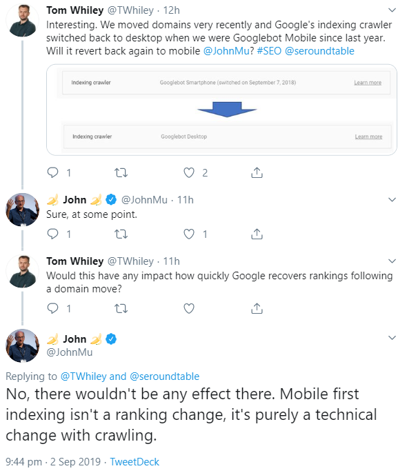 Google: Domainwechsel kann Verlust des Mobile First-Status bewirken