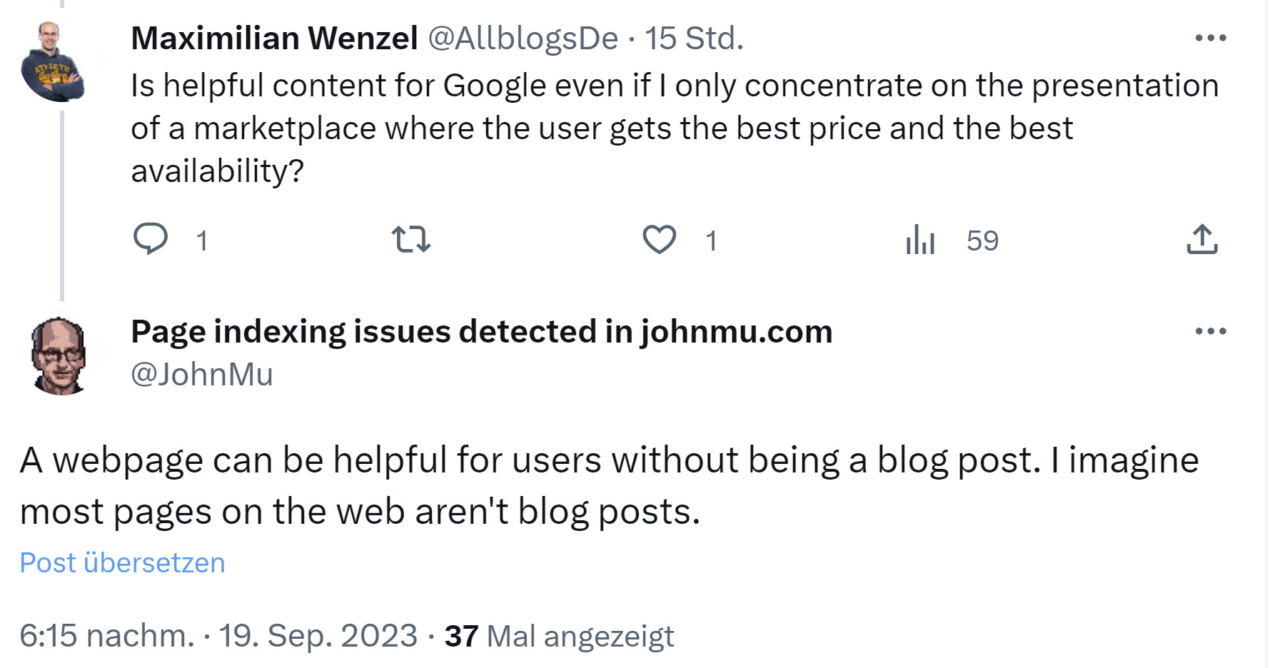 Google: Eine Webseite kann auch dann hilfreich sein, wenn es kein Blogpost ist