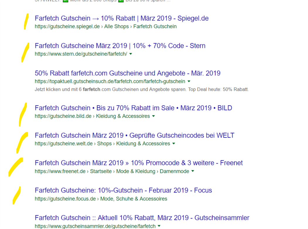Google: Ergebnisse ohne Description für die Suche nach Coupons