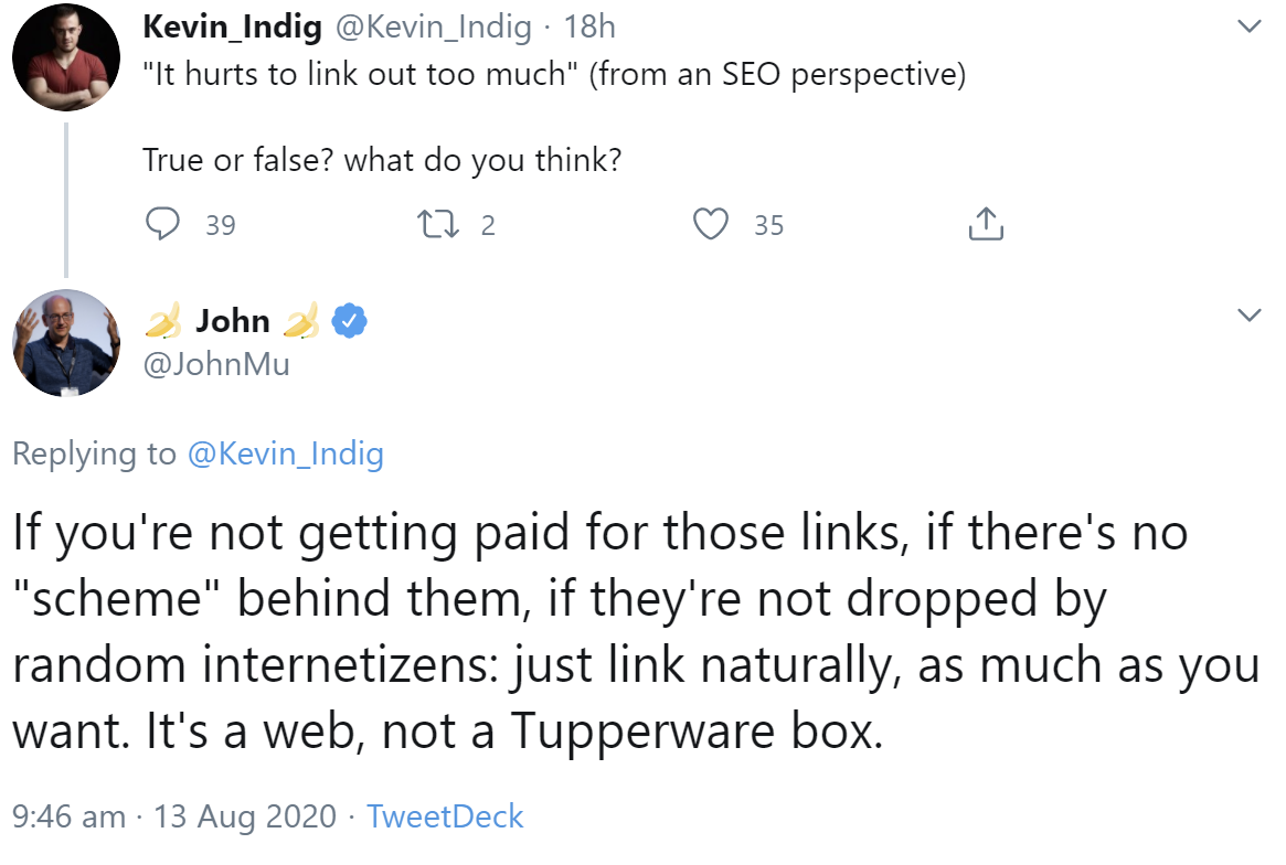 Google erklärt, wann ausgehende Links nicht schaden