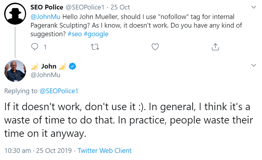 Google: PageRank Sculpting ist Zeitverschwendung
