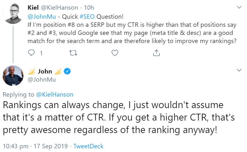 Google: Rankings werden nicht von der CTR beeinflusst