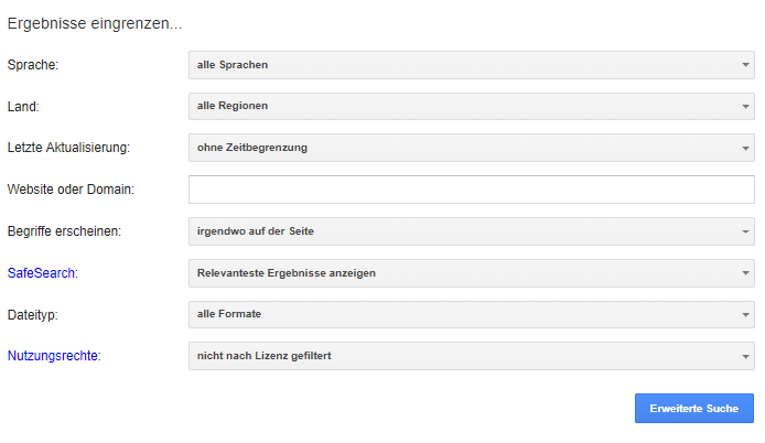 Google: Ergebnisse eingrenzen