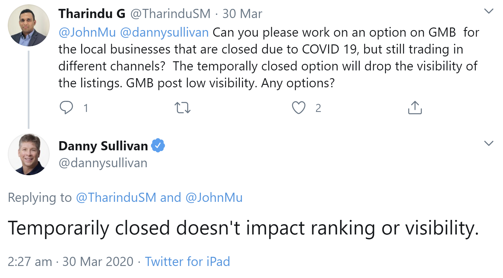 Google: Die Kennzeichnung als 'vorübergehend geschlossen' schadet den Rankings nicht