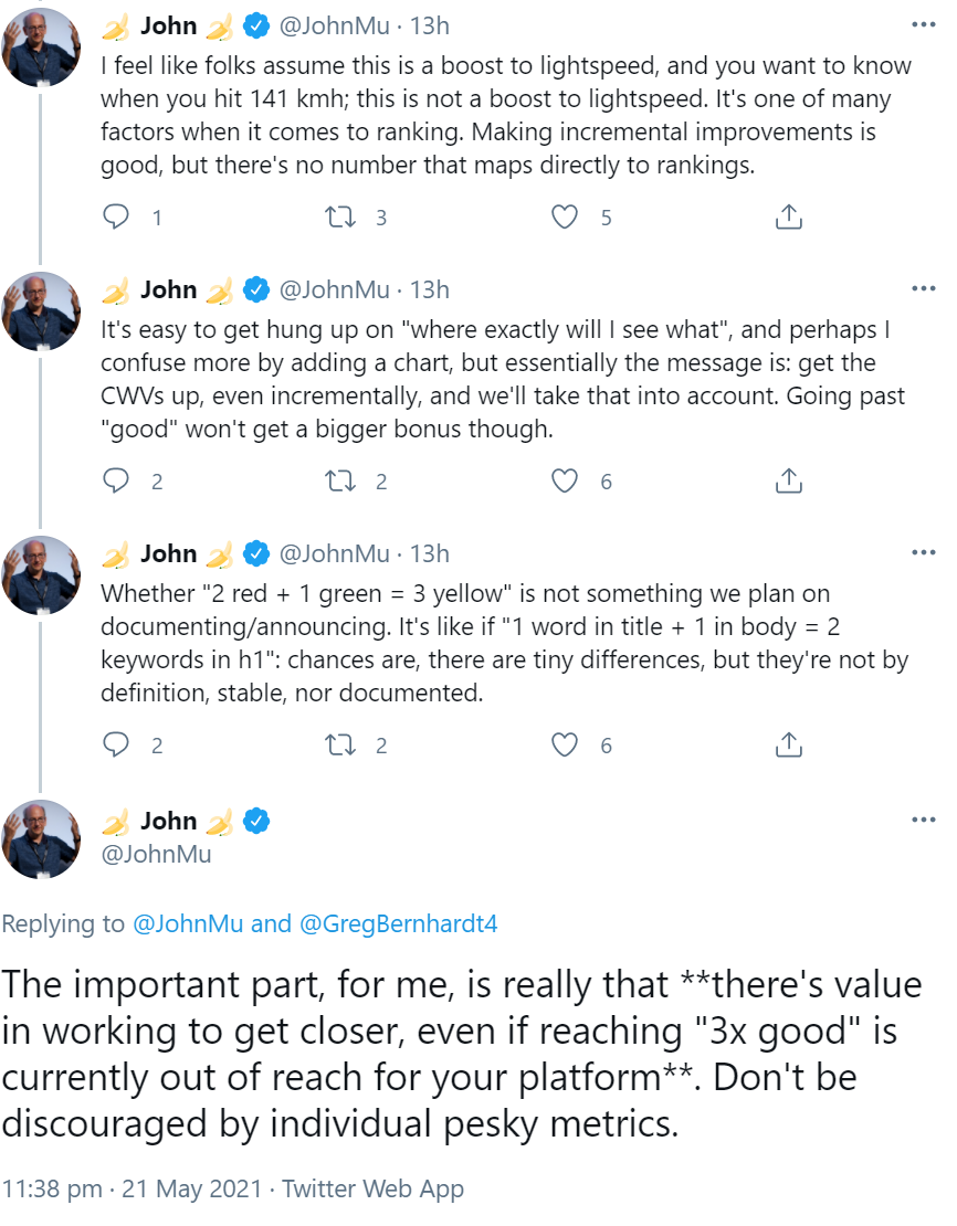 Google: Es wird keine Dokumentation oder Ankündigung zur Aufrechnung der Core Web Vitals geben