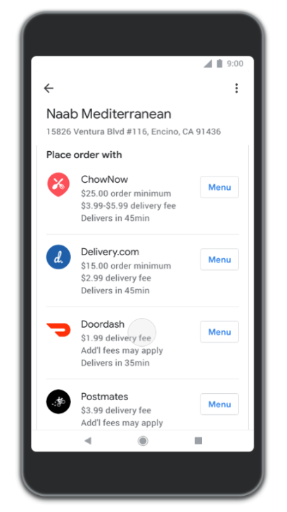 Google: Essen per Suche bestellen