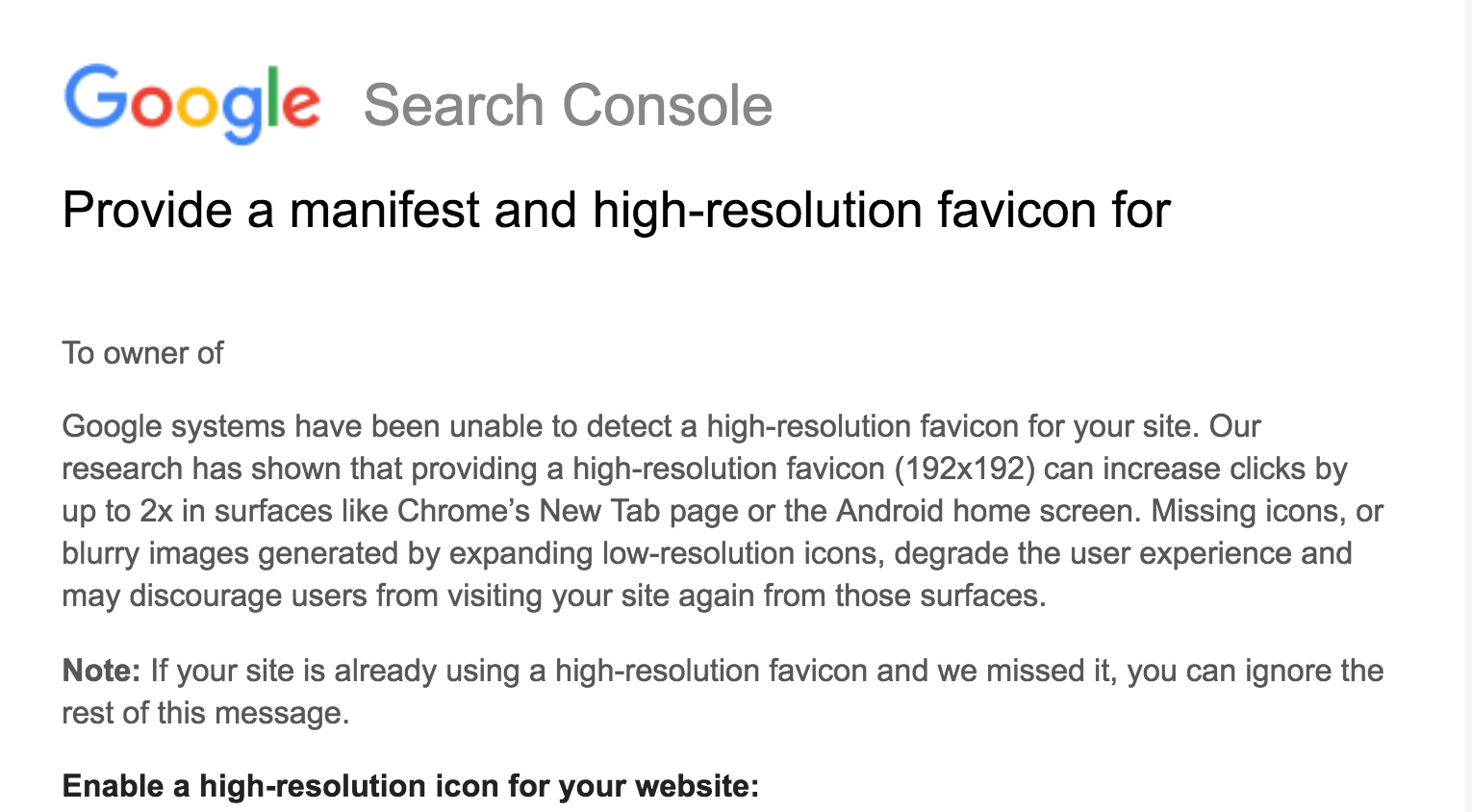 Google fordert hochauflösende Favicons