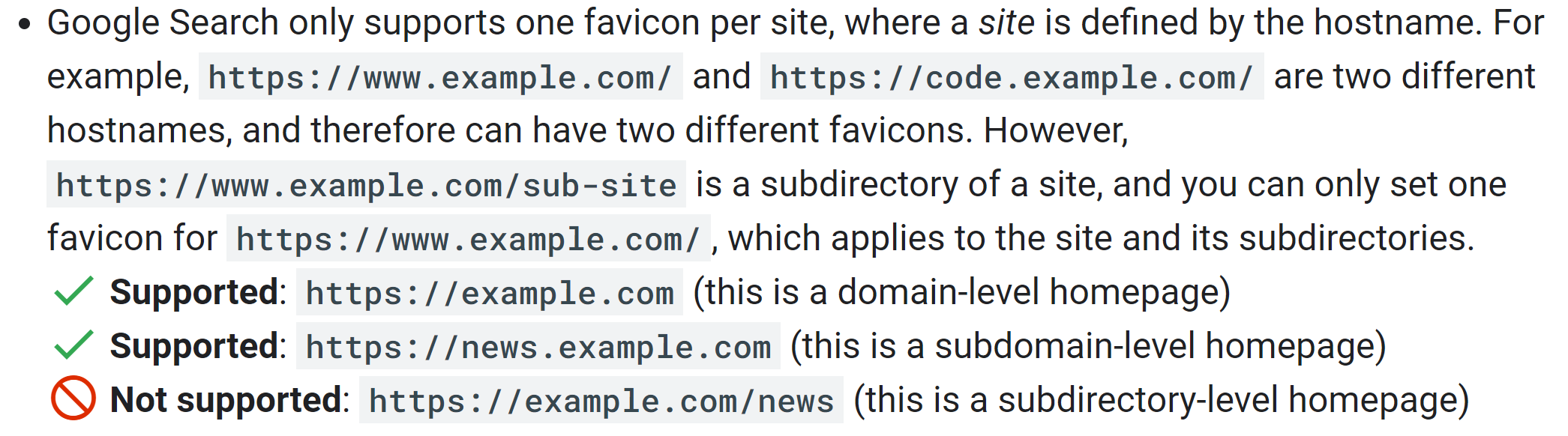 Google: Favicons werden pro Hostname festgelegt