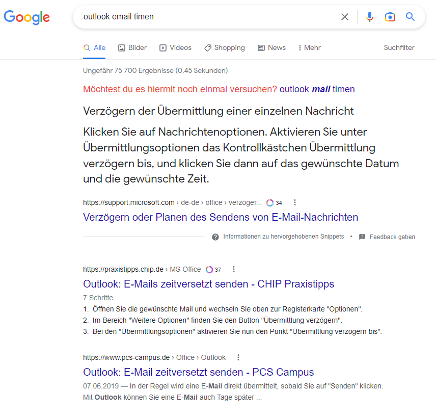 Google: Featured Snippet mit größerer Schrift